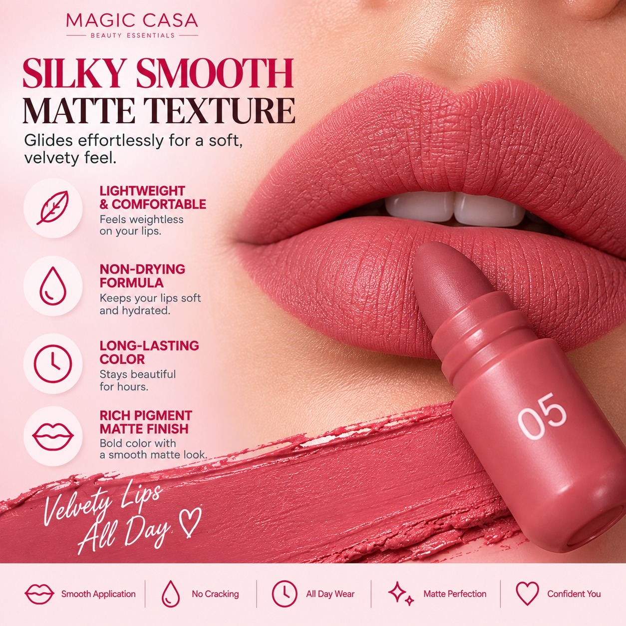 Long-lasting Matte Capsule Lipstick, 12pcs set image 2