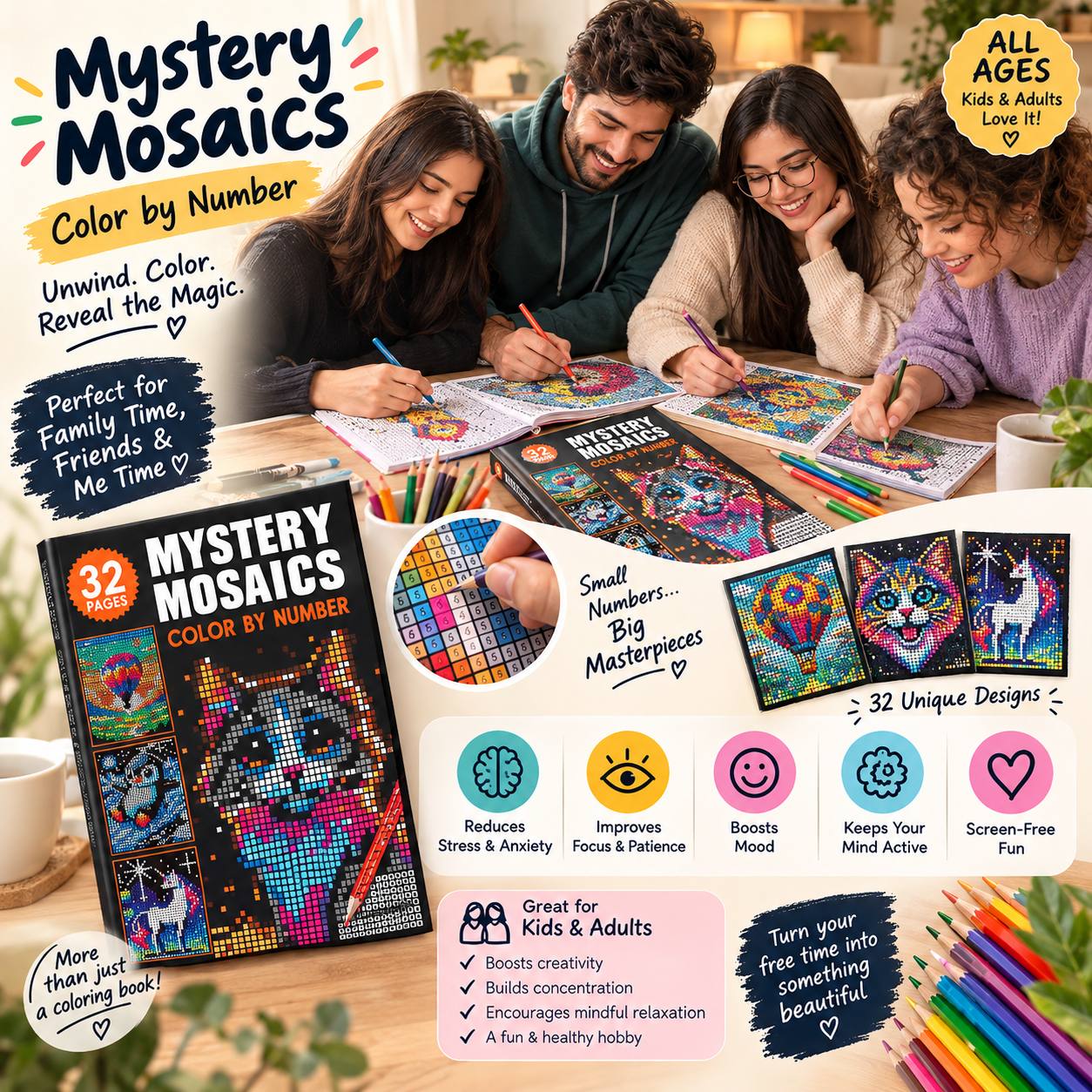 Relaxing Color by Number for Kids & Adults - Pack Of 3 image 9
